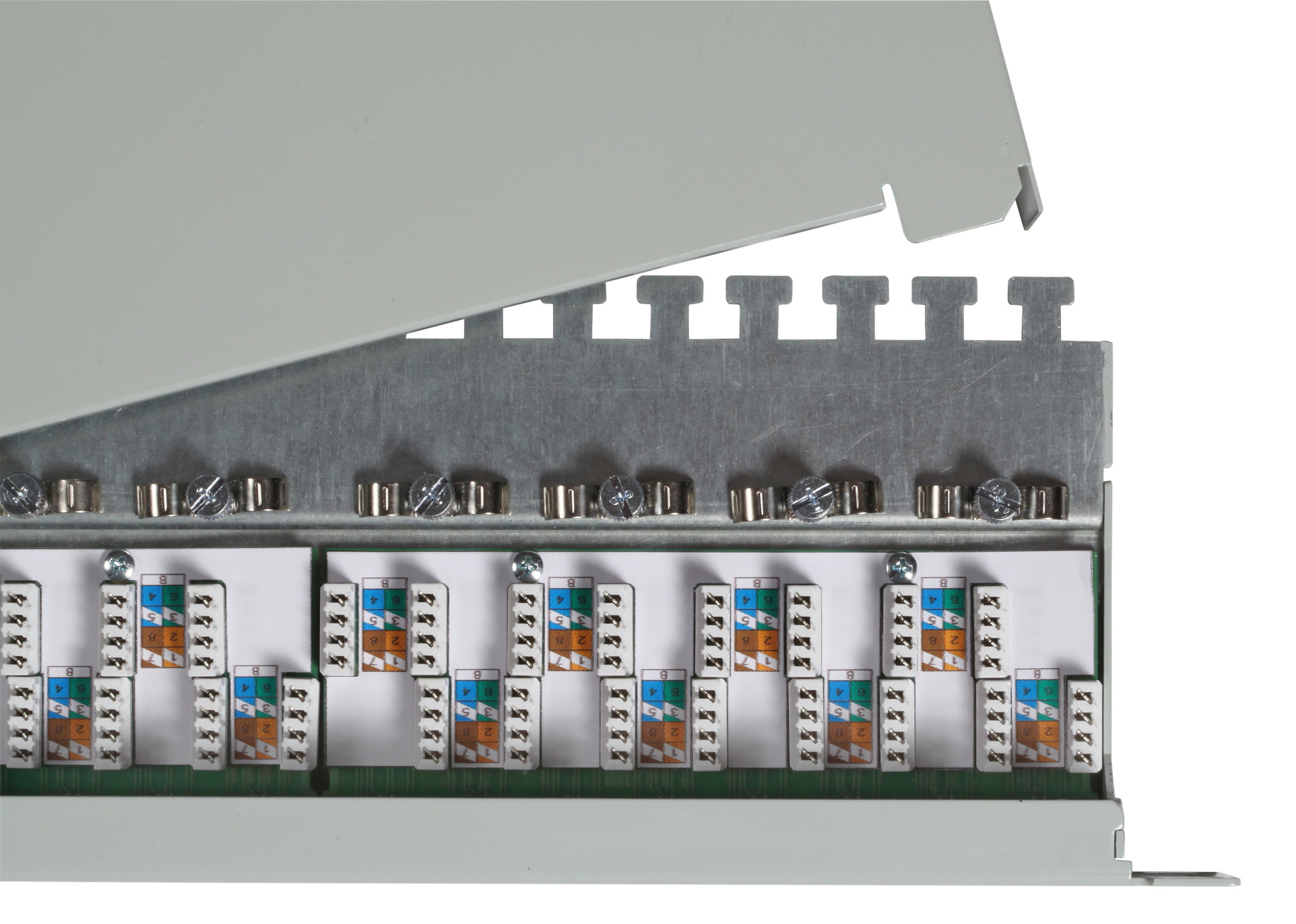 Patchpanel STP 24xRJ45 Cat.6A, 19“ 1U, RAL7035 grey