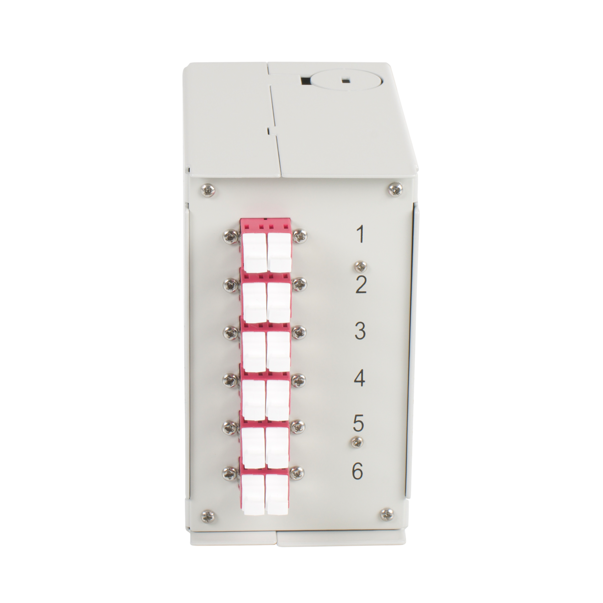 Hutschienenbox OM4 6xLC-Duplex Kupplung, ohne Pigtails