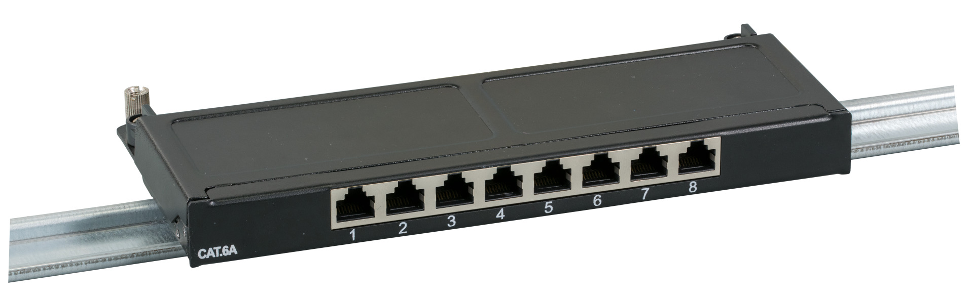 Mini-Patchpanel STP 8xRJ45 Cat.6A, 10“ 0,5U, RAL7035 grey