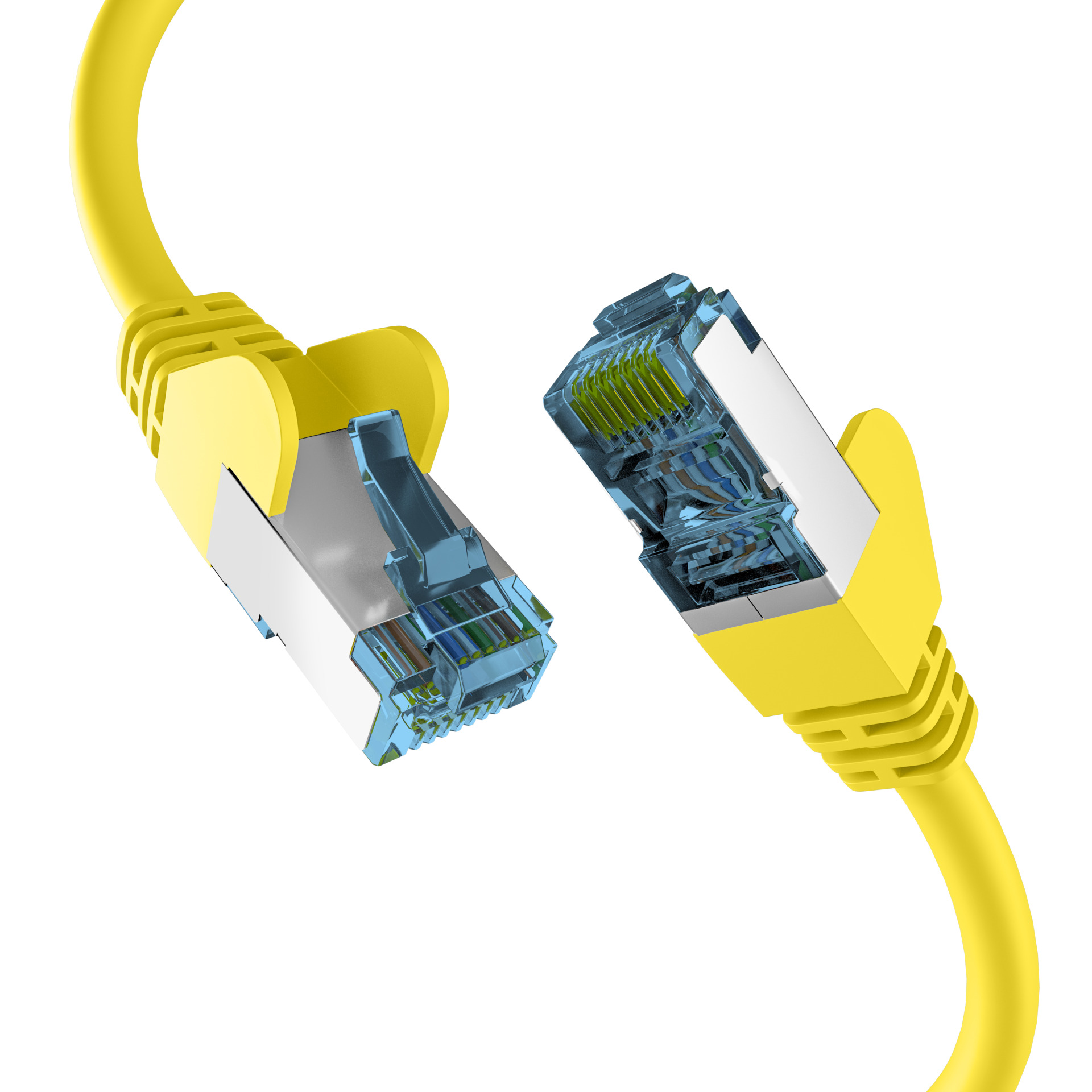 RJ45 PATCHKABEL mit CAT7 ROHKABEL GELB 0,15m,S/FTP PIMF Netzwerkkabel LAN DSL