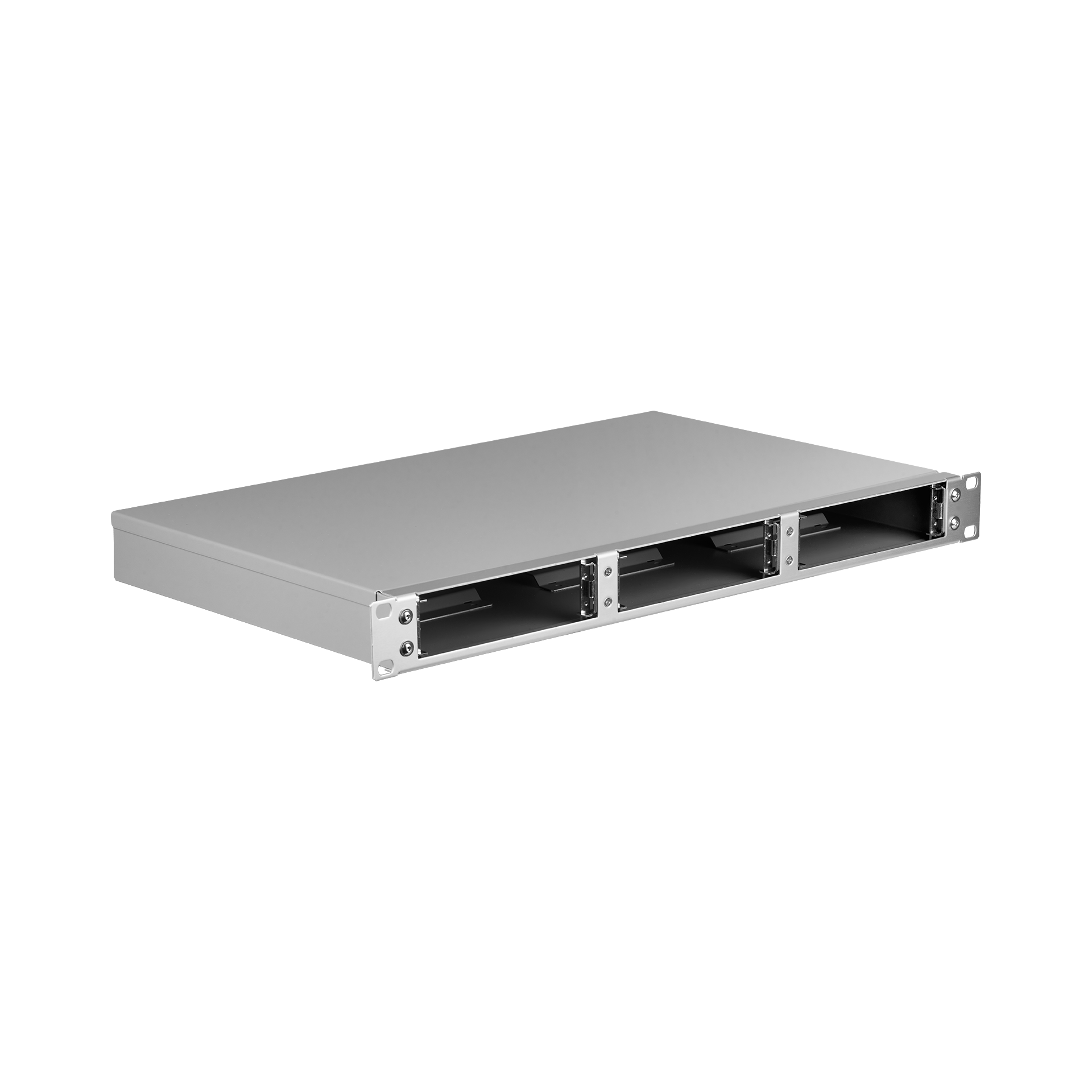 19" 1U Subrack for 3x 7DU plug-in modules, aluminum front, grey