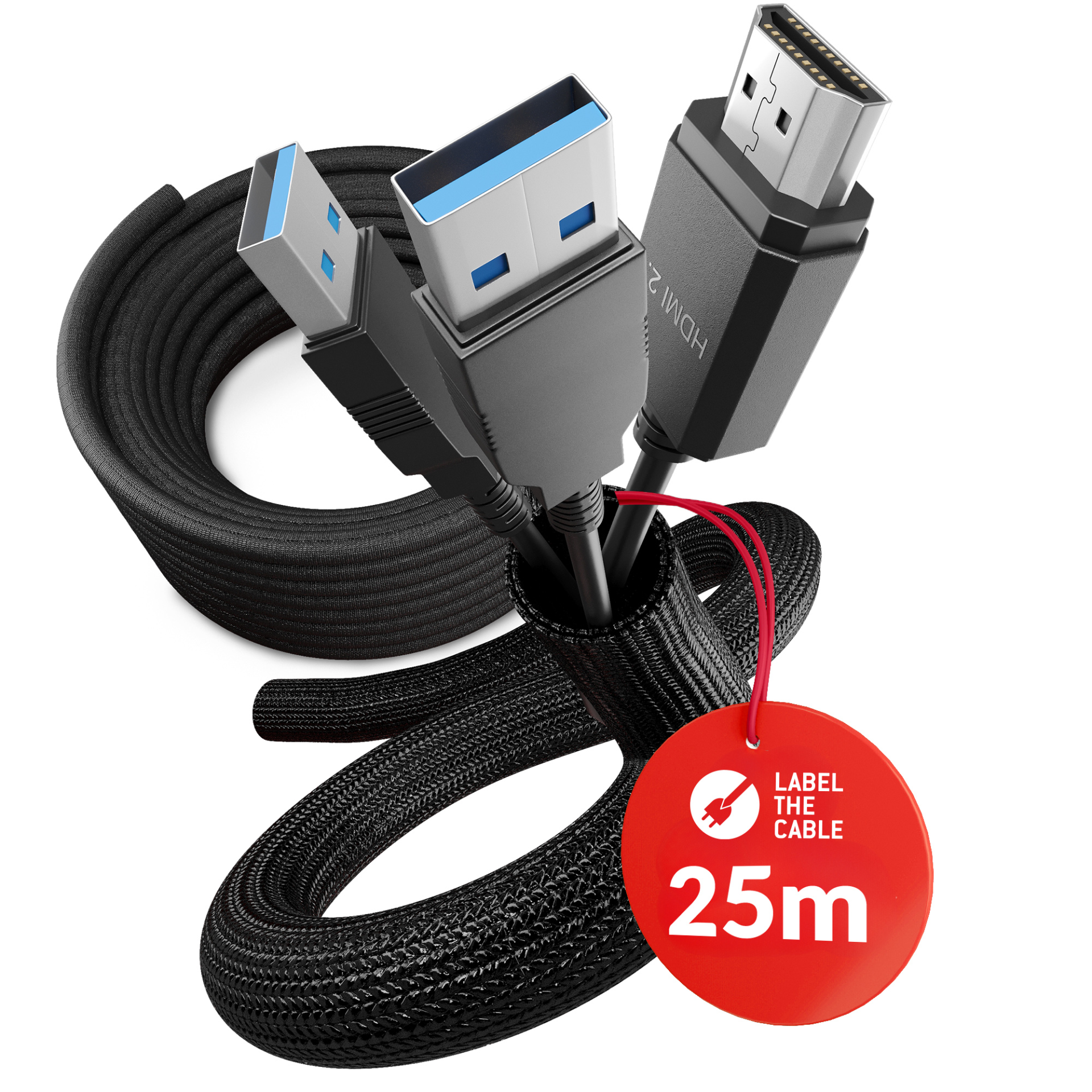 LTC CABLE TUBE Gewebekabelschlauch,Durchmesser 1 - 1,3 cm 25m schwarz