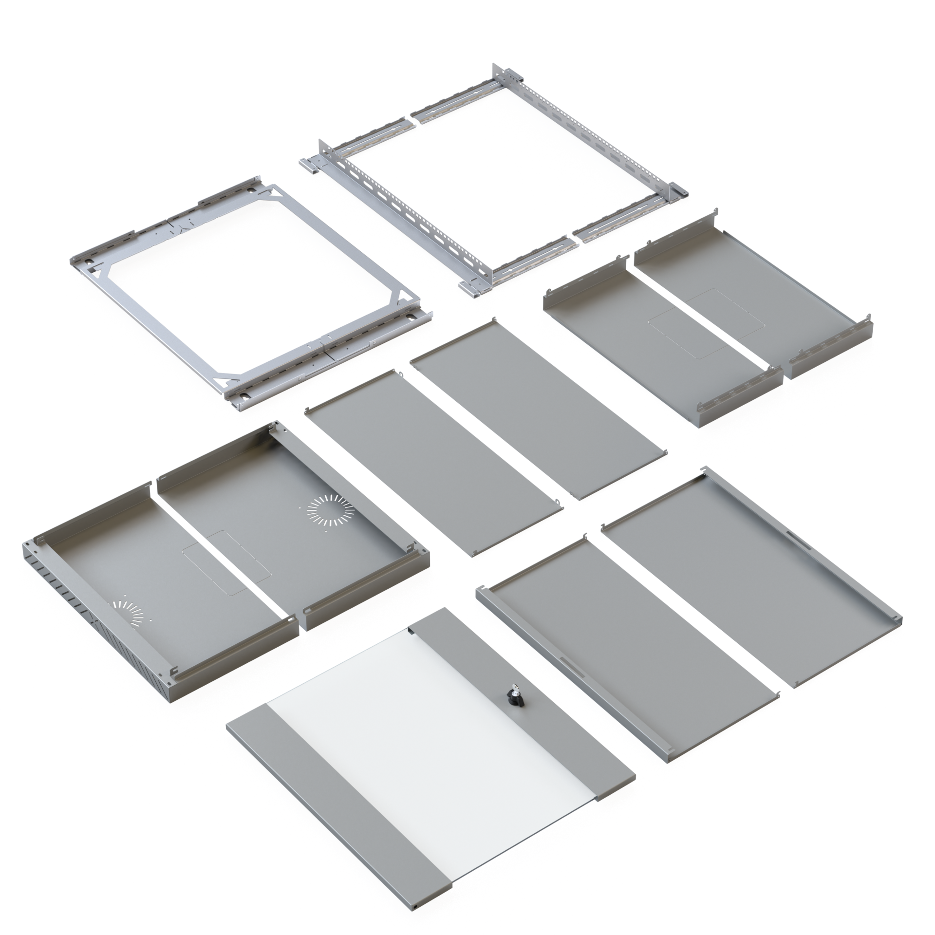 Wandgehäuse X-Rack mit Glastür 400-600mm 15HE grau RAL7035