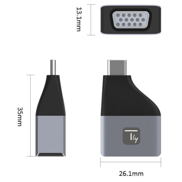 Adapter USB-C M to VGA F