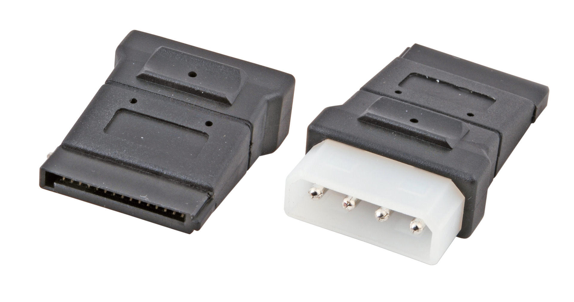 SATA Power Adapter, SATA 15 PCB auf,5,25" 4pol, St.-St., schwarz