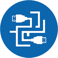 Icon von verlegten Kabeln mit Steckern für flexible Installationsumgebungen