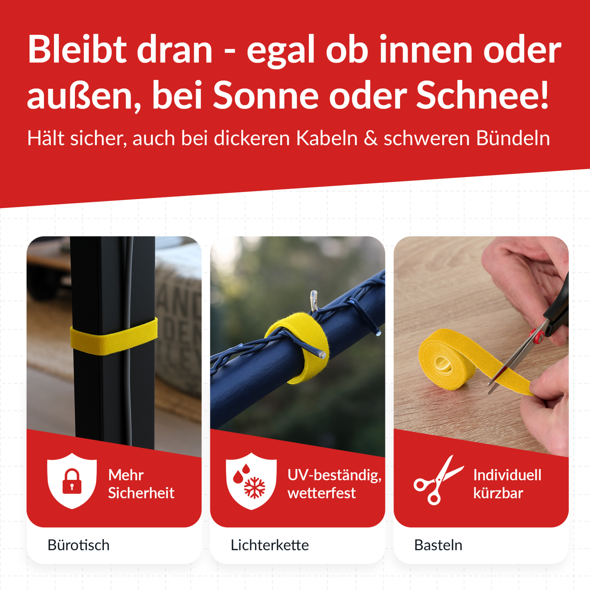 LTC ROLL STRAP Doppelseitige Klettbandrolle,25m gelb