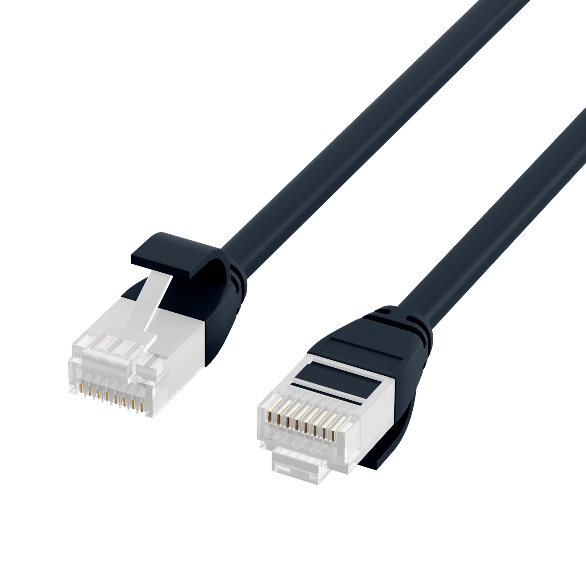 RJ45 Patchkabel Cat.6A U/UTP TPE 3,6mm ultraflex schwarz 0,15m