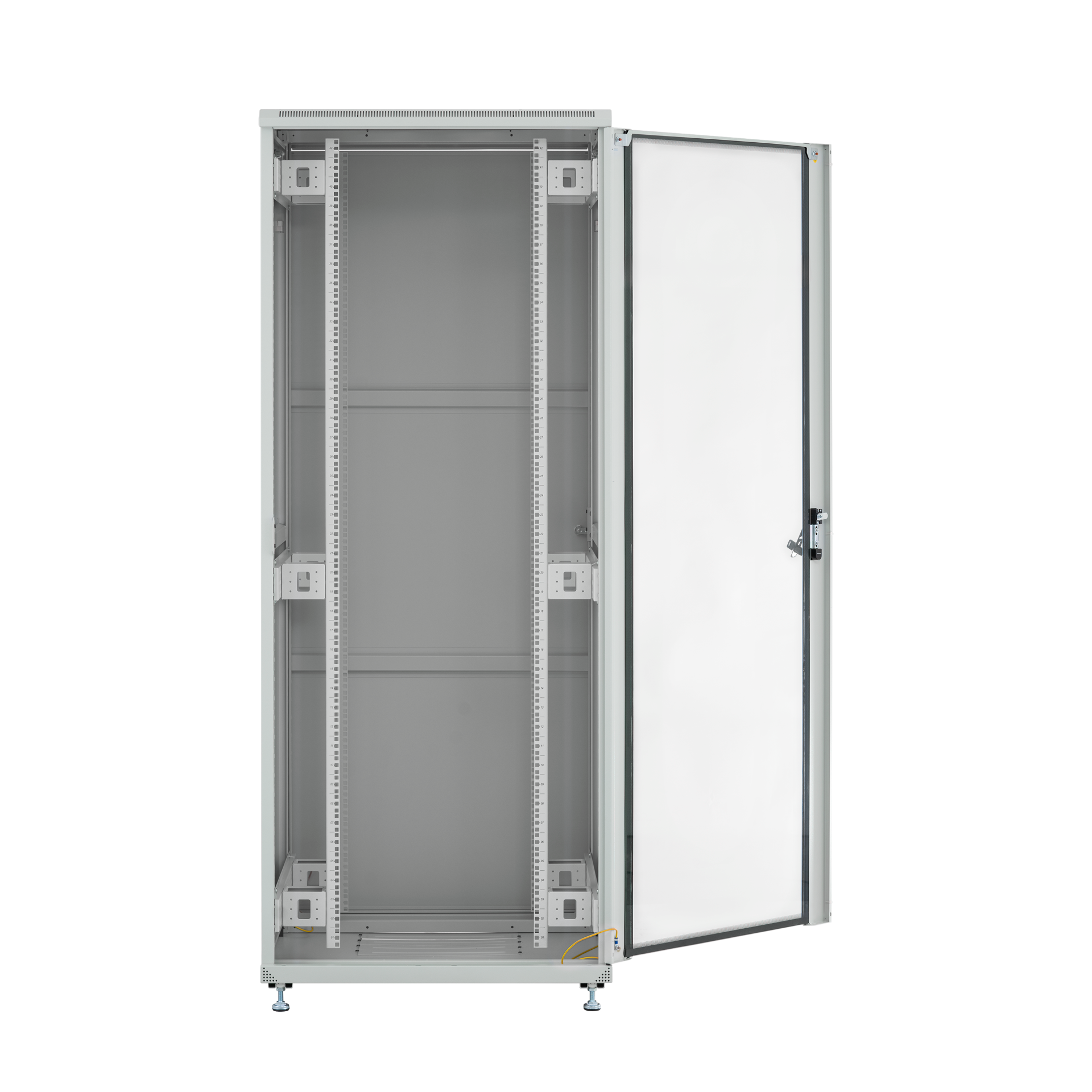 19'' Netzwerkschrank PEL 24HE 600x600 RAL7035,Front Glas 1-tlg.,Rück Stahl 1-tlg