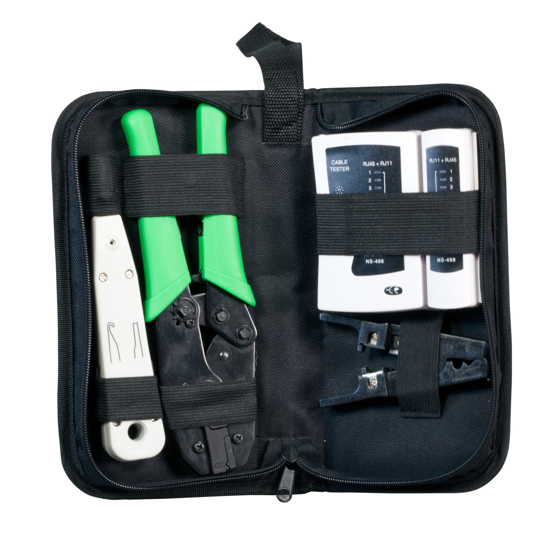 Werkzeugset Netzwerktechnik Hirose, 4-teilig, mit Tasche