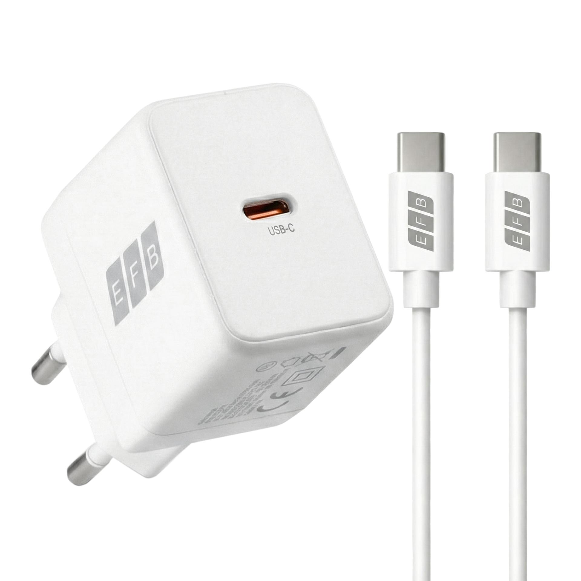 Ladegerät 30W USB-C Set PD3.0 GaN QC3.0 inkl. 2m USB-C Ladekabel weiß