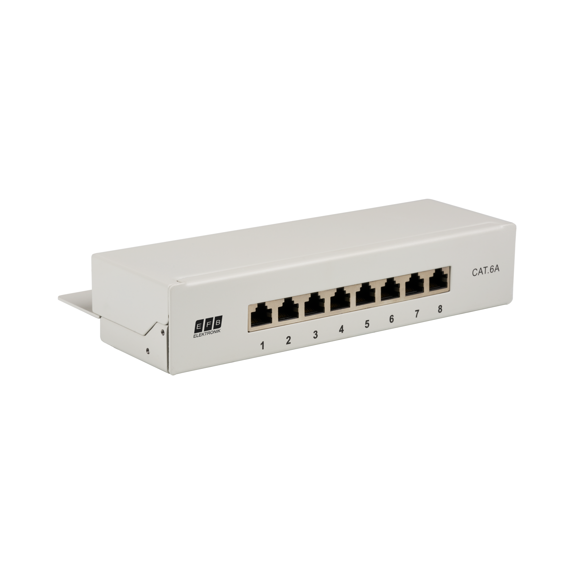 Mini-Patchpanel STP 8xRJ45 Cat.6A, 10“ 1HE, RAL7035 grau