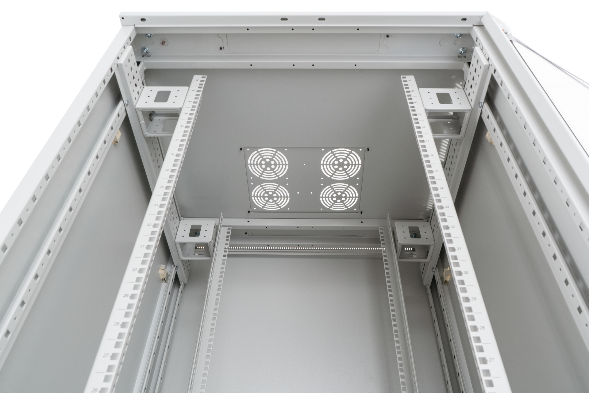 19''Netzwerkschrank PEL 42HE 600x600 RAL7035,Front Glas 1-tlg.,Rück Stahl 1-tlg.