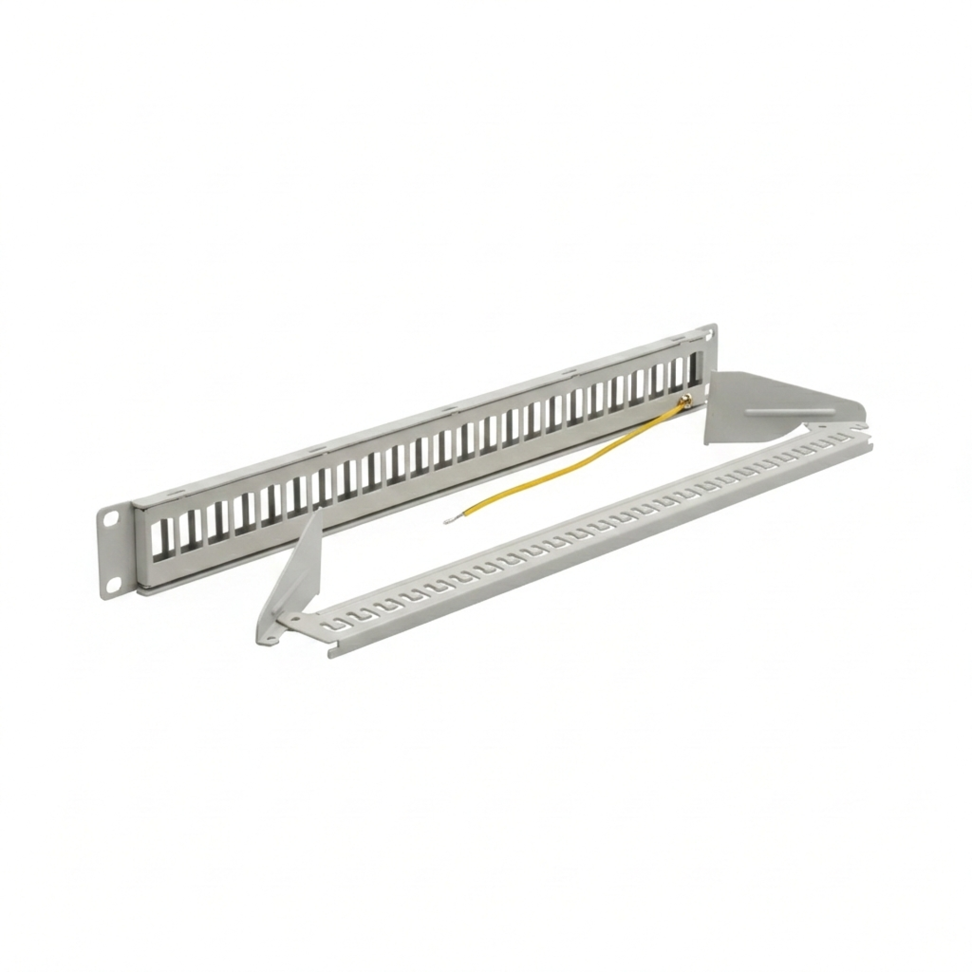 Verteilerfeld 19" 1HE, 24-Port, Metall, klappbar, grau RAL7035
