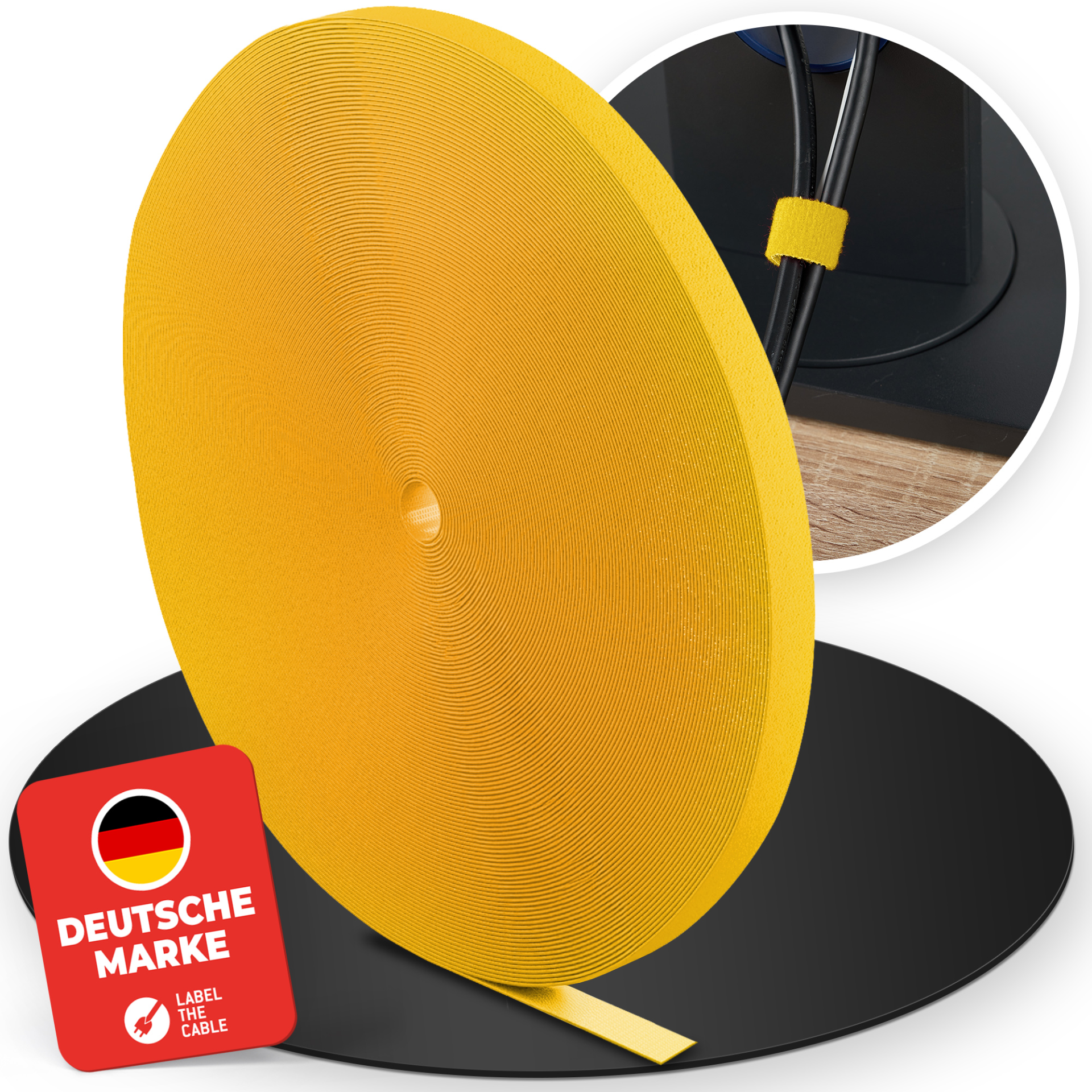 LTC ROLL STRAP Doppelseitige Klettbandrolle,25m gelb