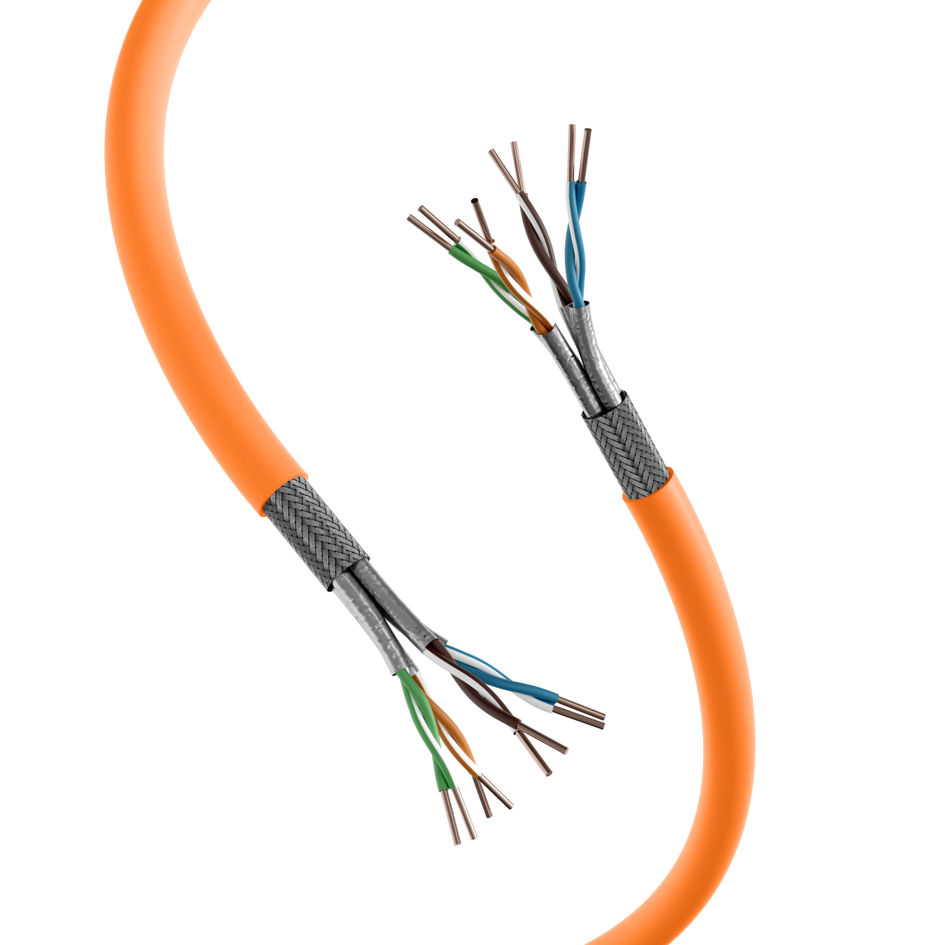 INFRALAN® Cat.7A 1200 AWG22, S/FTP 2x4P CPR B2ca orange RAL 2003