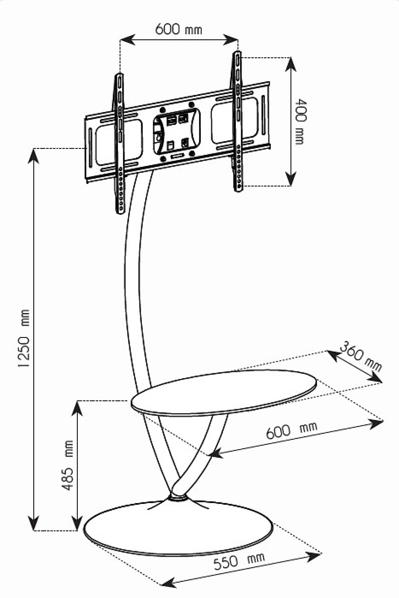 TV LED/LCD Standfuß mit runder Basis und Ablage, 32-70"