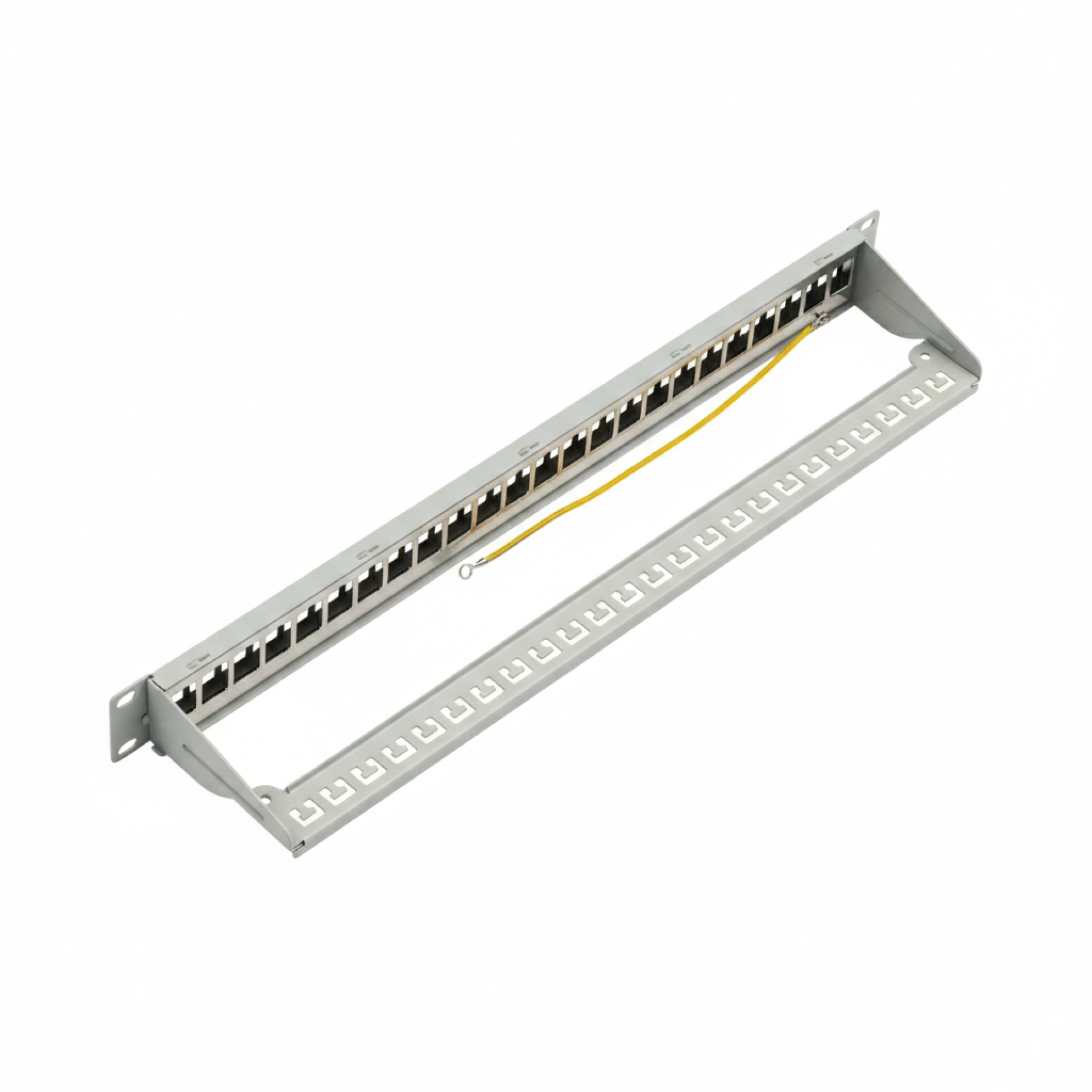 Verteilerfeld 19" 1HE, 24-Port, Metall, klappbar, grau RAL7035