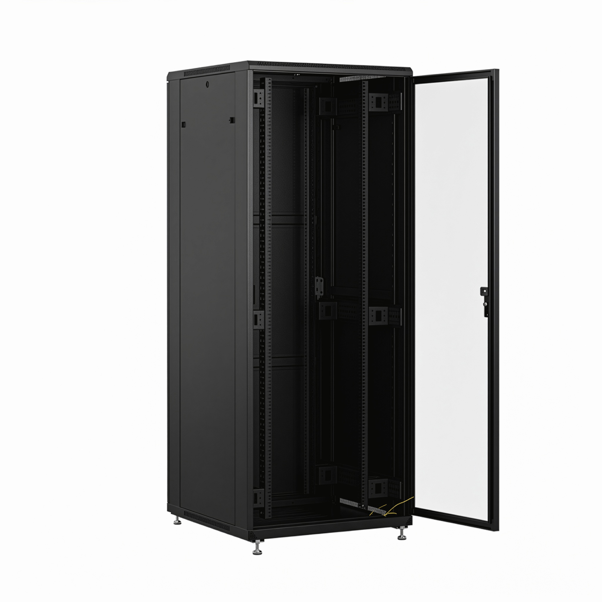 19''Netzwerkschrank PEL 24HE 600x600 RAL9005,Front Glas 1-tlg.,Rück Stahl 1-tlg.