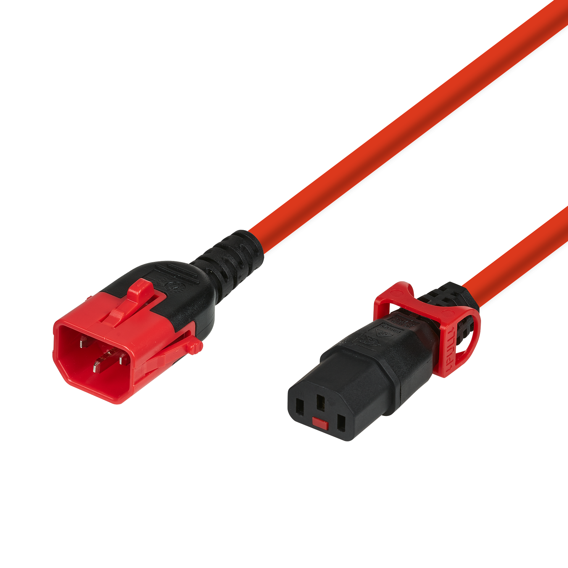 Extension Cable C14 - C13, Dual Lock, Red, 2 m