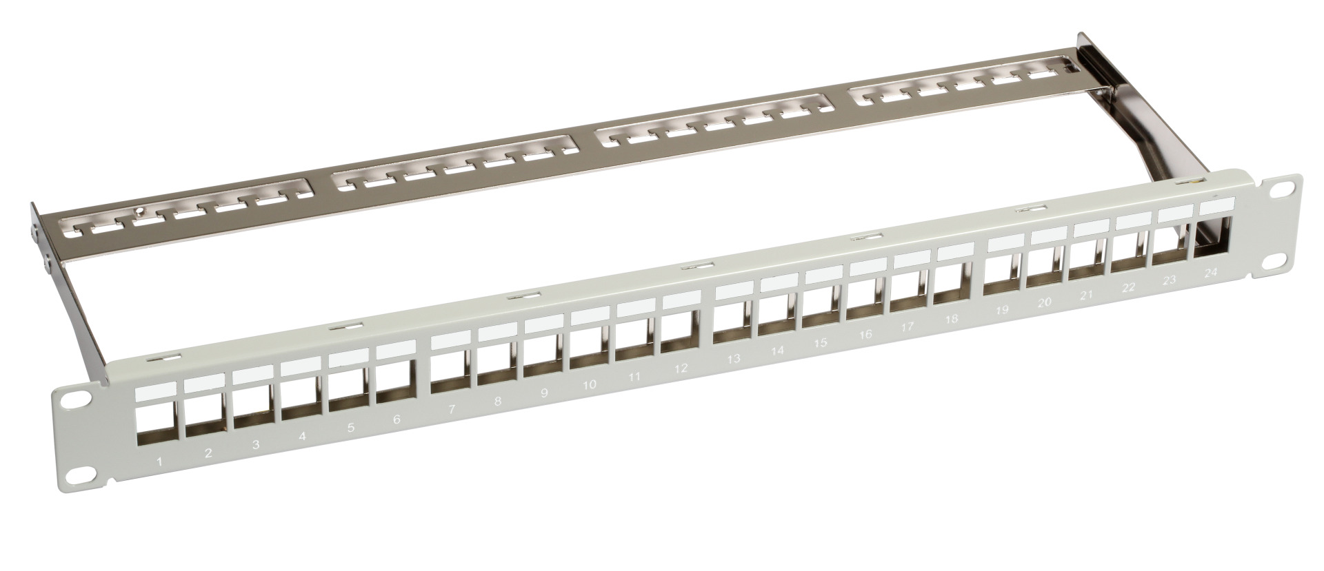 Verteilerfeld 19" 1HE, 24-Port, grau RAL7035