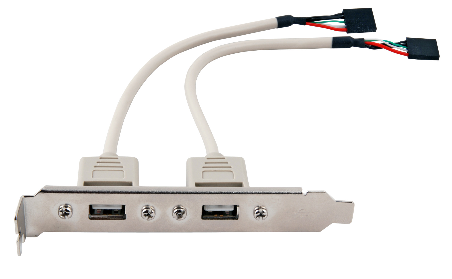 USB Slotbracket 2x USB Receptacle Series A to 2x 5pole board connector