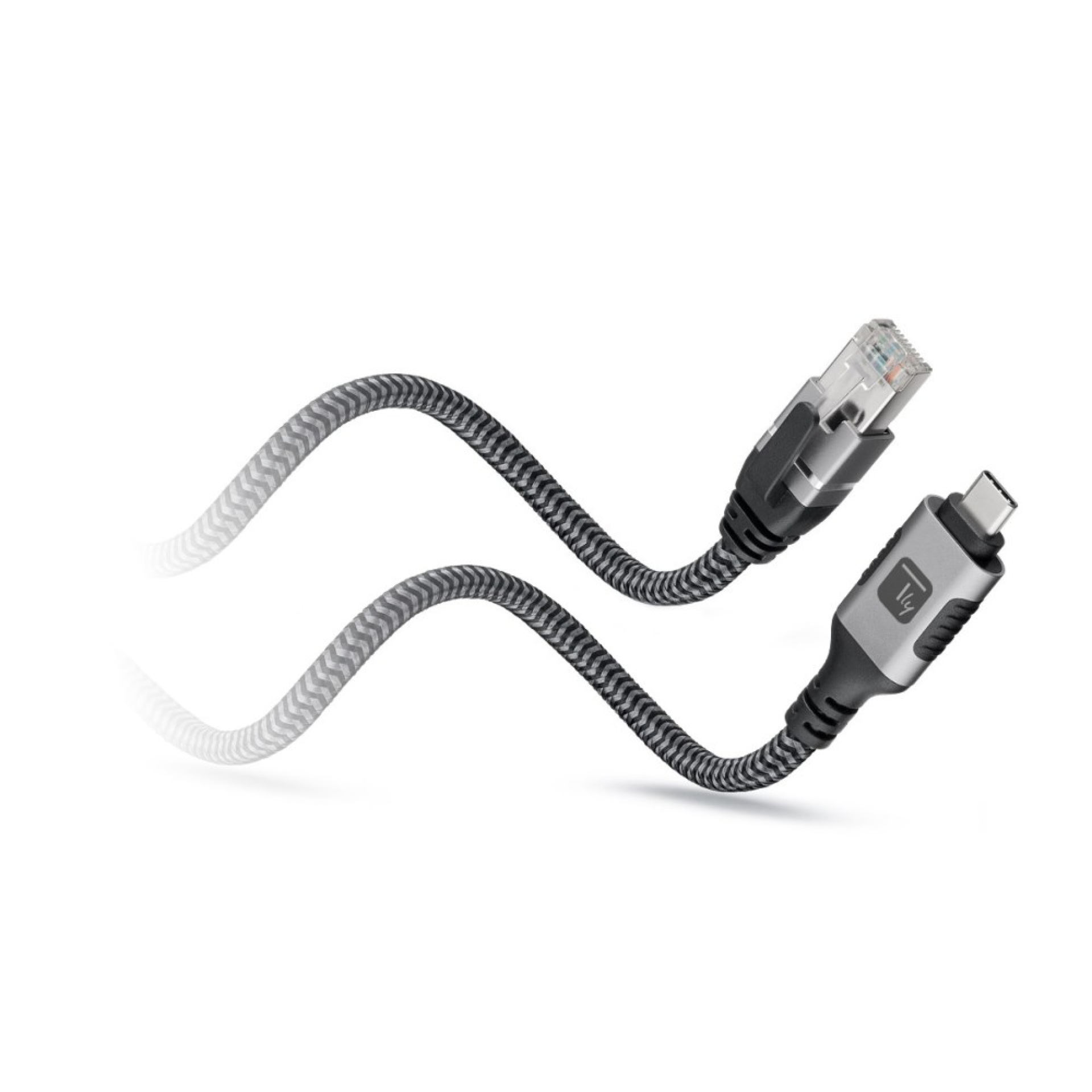 USB 3.2 Type-C Ethernet cable, C/M to RJ45/M, 5m, 1 Gbit/s active black/silver