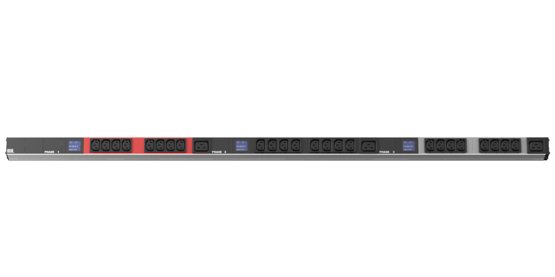 PDU Vertikal BN500 24xC13 3xC19 400V 16A mit Leistungsmessung (Display)