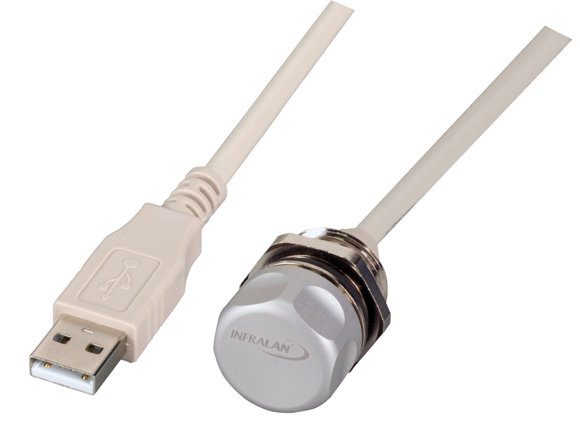 IP67 Einbaubuchse, M20, USB2.0, Bu-St, A-A, Service Port, Halteseil, 0,5m