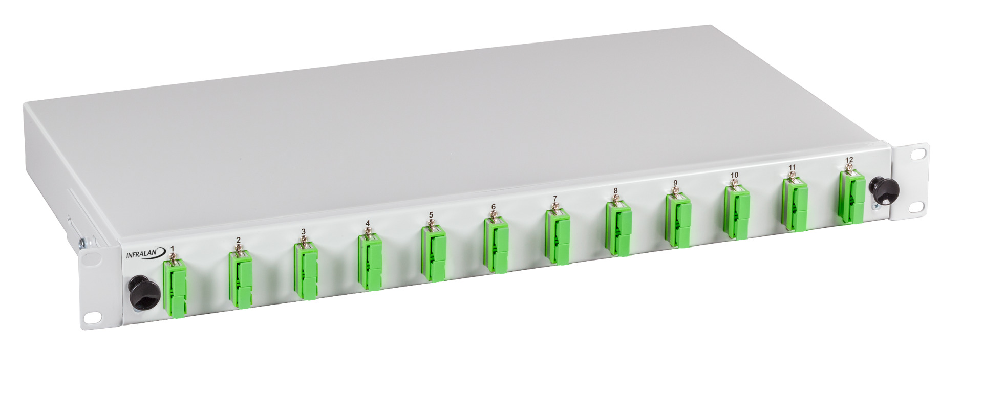 INFRALAN® Splicebox sliding version SC/APC, 48 stripped pigtails/ 24 adapter,OS2