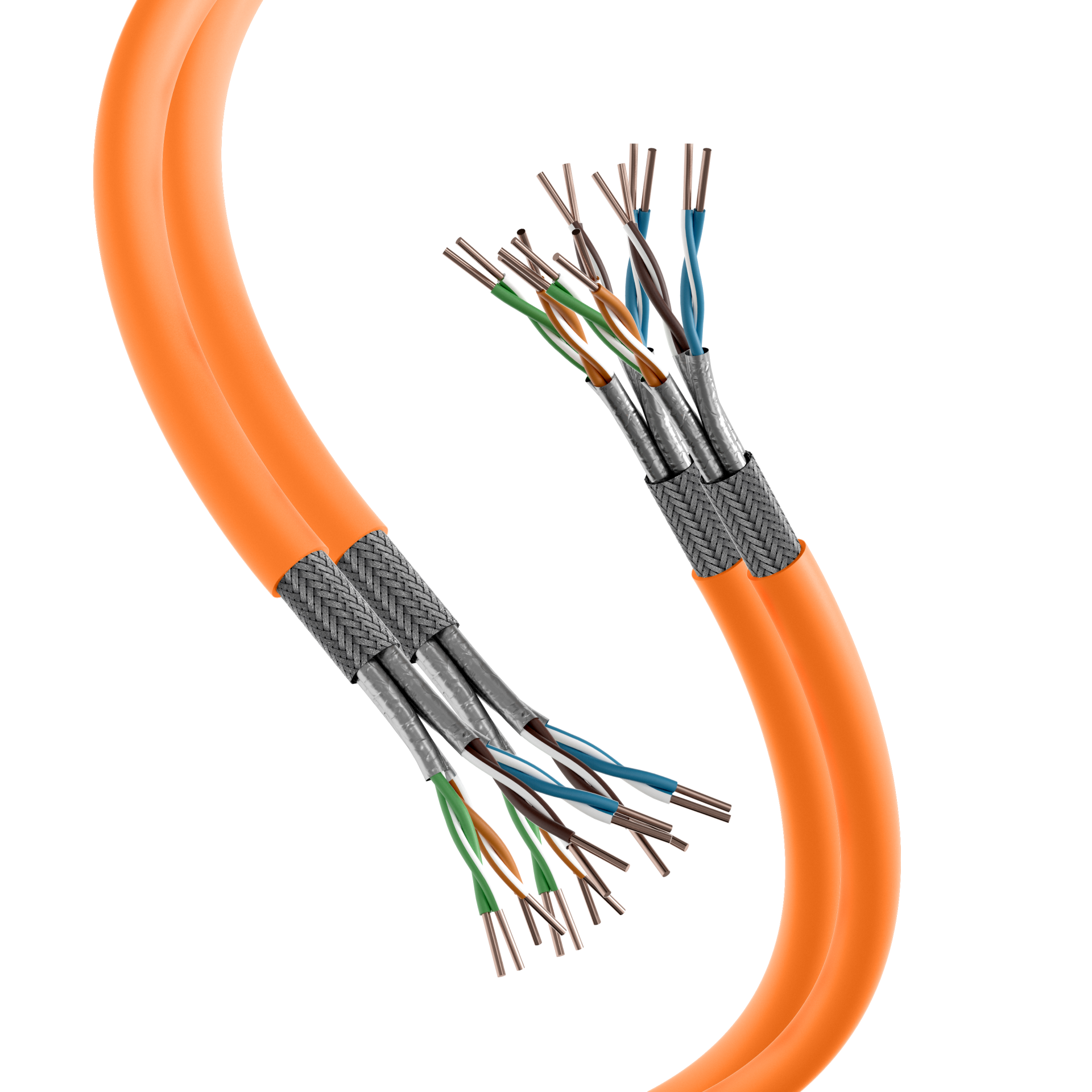 Duplex LAN Cat.7 1000 AWG23 S/FTP,4P, CPR Dca, orange, 100m