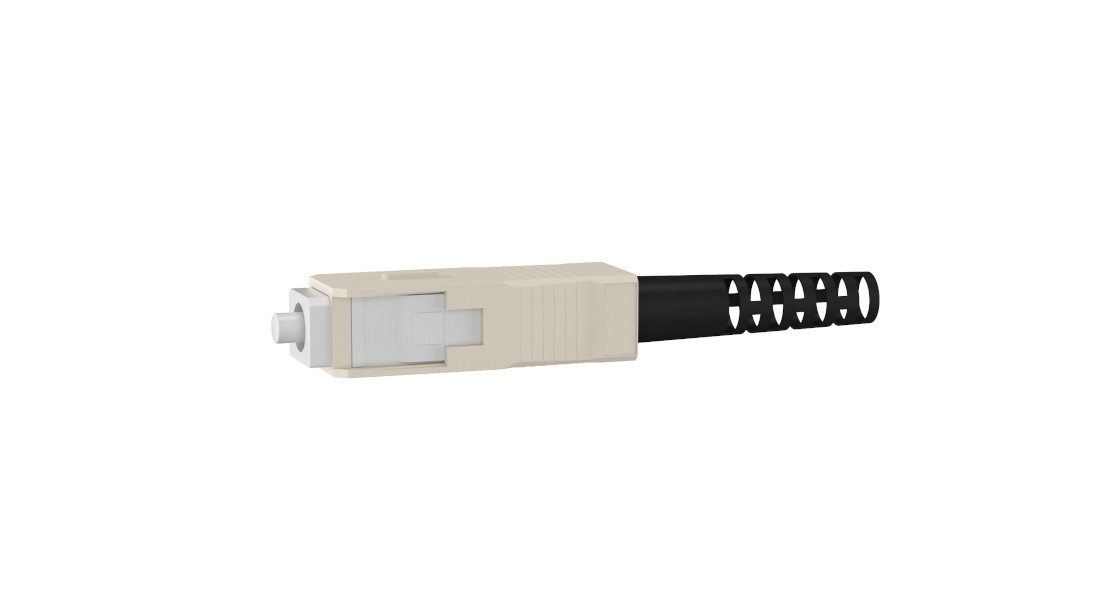 Beiger SC-Stecker mit schwarzem Kabelmantel für Glasfaserverbindungen in Netzwerkanwendungen Beiger SC-Stecker mit schwarzem Kabelmantel für Glasfaserverbindungen in Netzwerkanwendungen