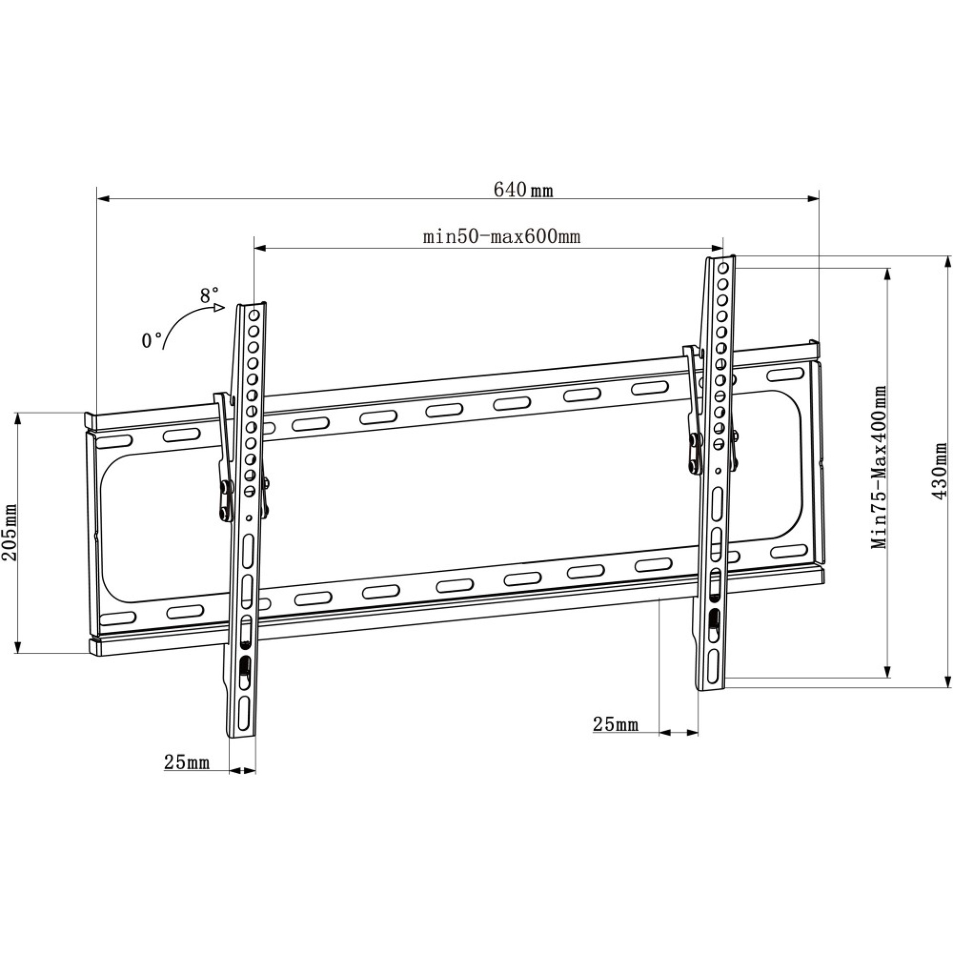 Wall Bracket for LCD LED TV 30-70" Tiltable, Black