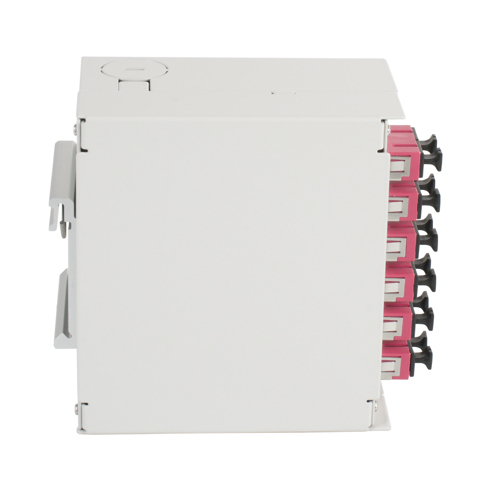 Hutschienenbox OM4 12xSC Pigtail  abgesetzt, 6x SC-Duplex Kupplung