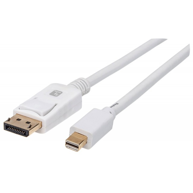 Mini-DisplayPort M to DisplayPort M Cable 4K 60Hz, White, 1m