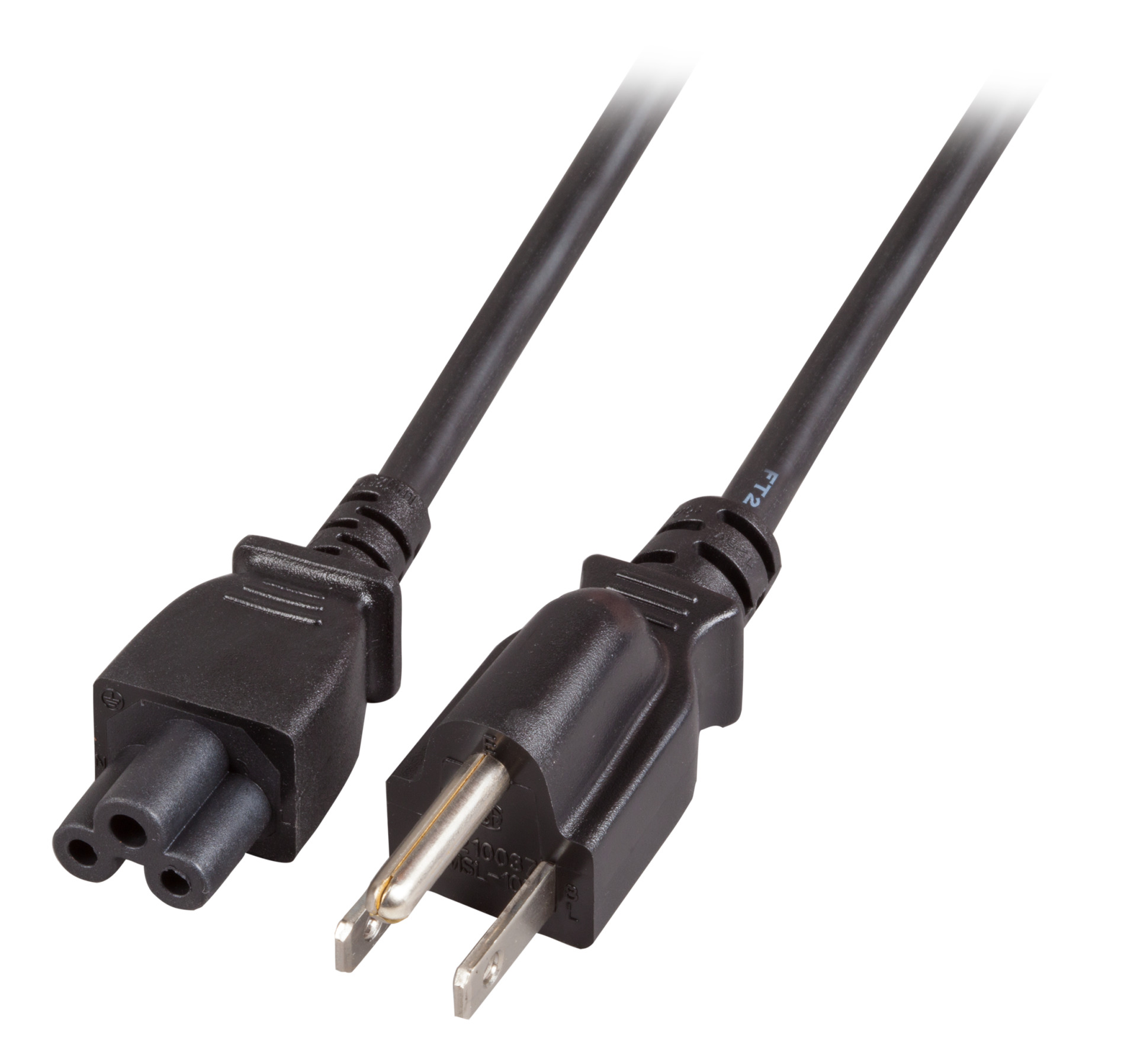 Netzleitung USA/NEMA 5-15P - C5 180°, schwarz, 1,8 m, SVT AWG18 x 3C