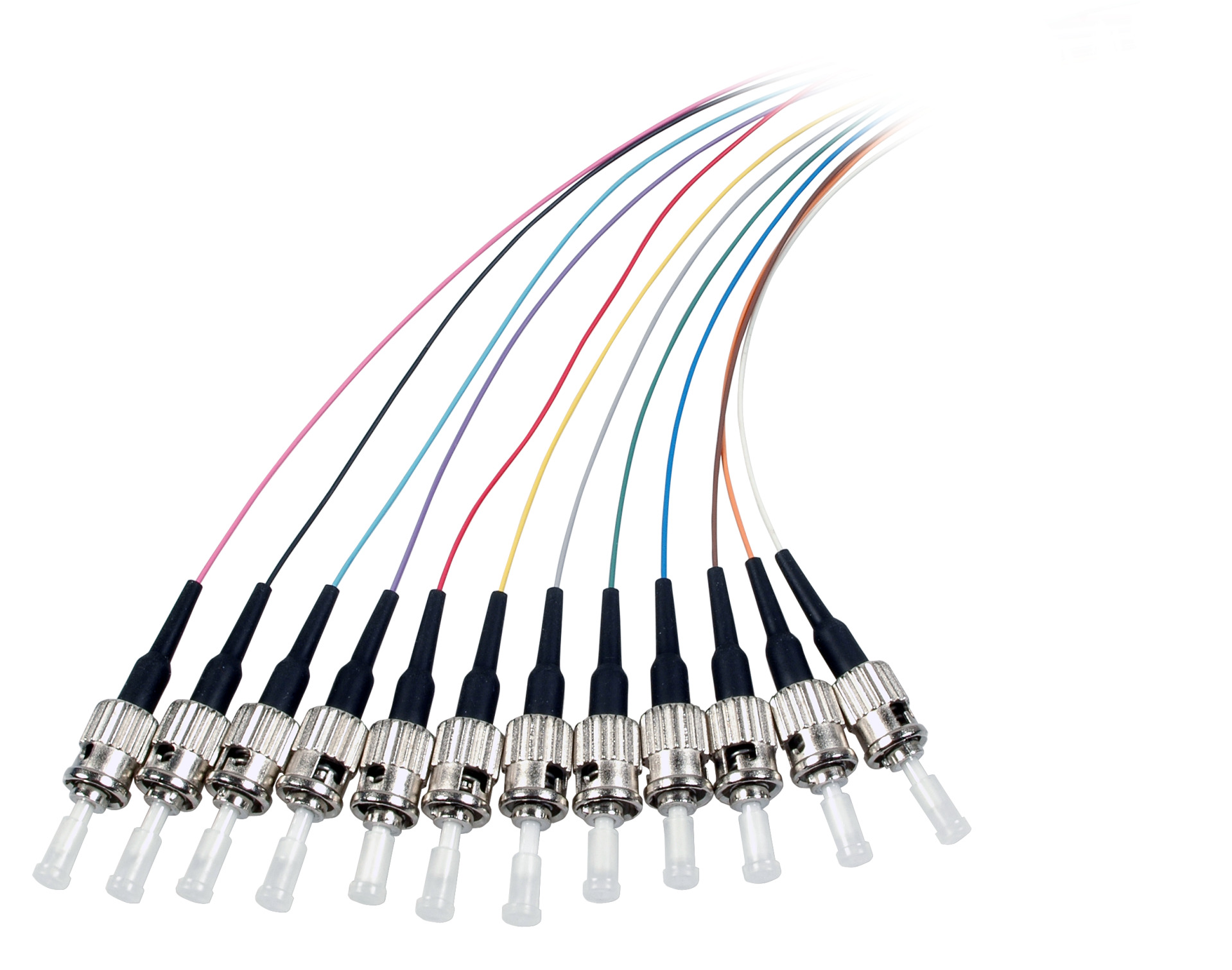 Faserpigtail ST 50/125µ OM4, 12-farbiger Satz, 2m