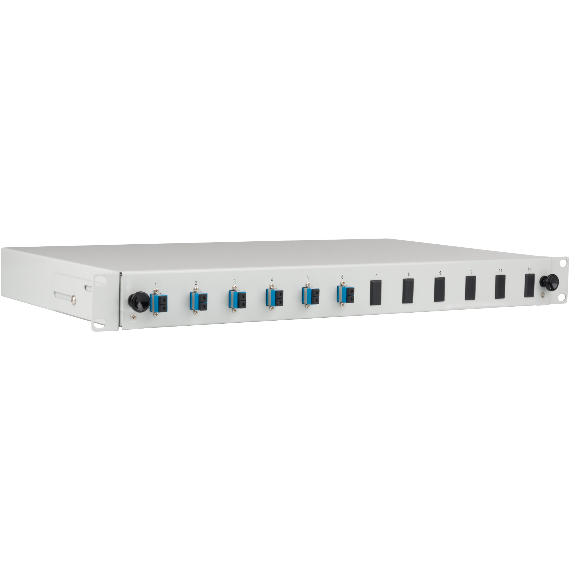 Spleißbox gr ausziehbar LC OS2 12xPigtails abgesetzt & 6xDuplex-Kupplung