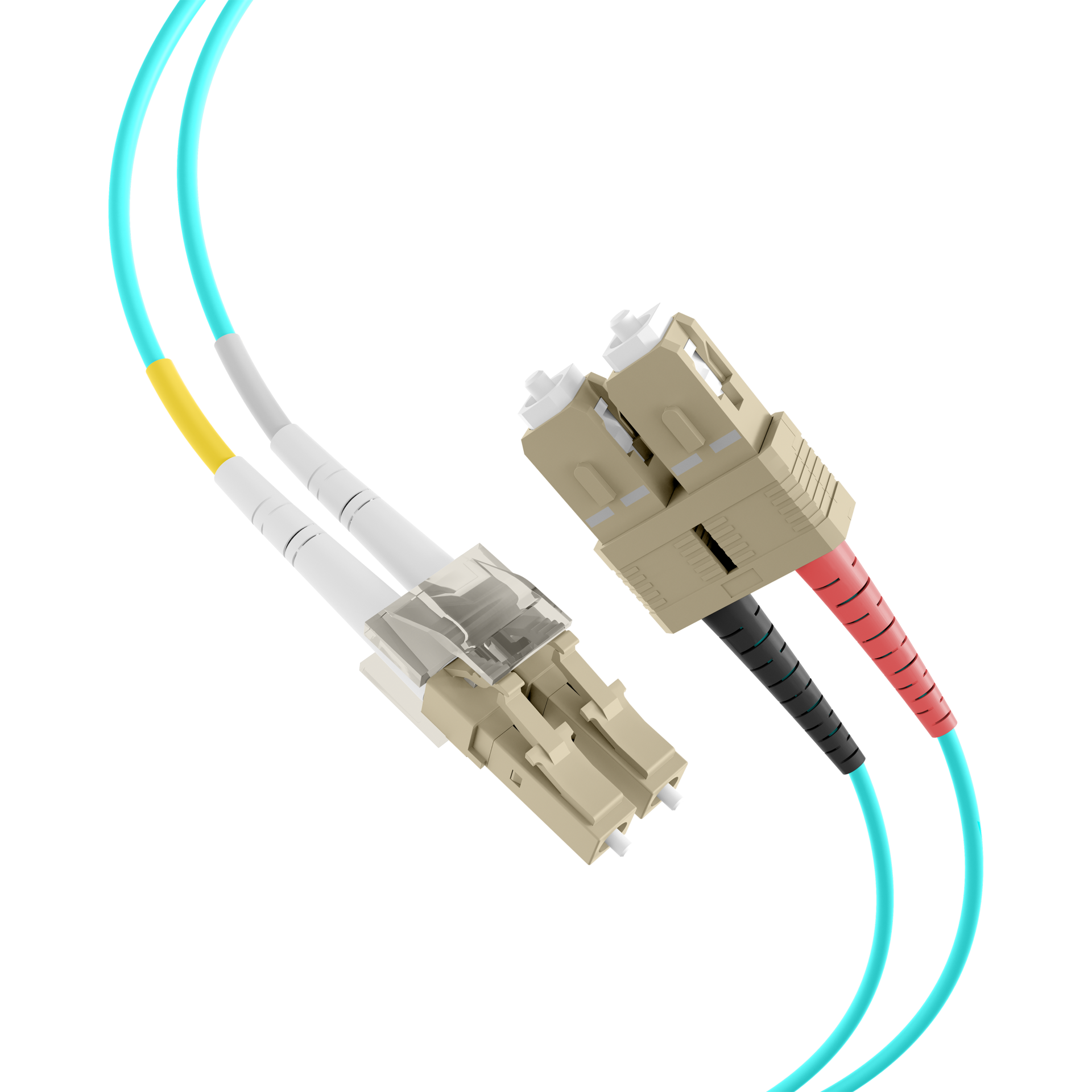 Duplex Patchcable Flat-Twin LC-SC OM3 2m LSZH 3x5mm aqua