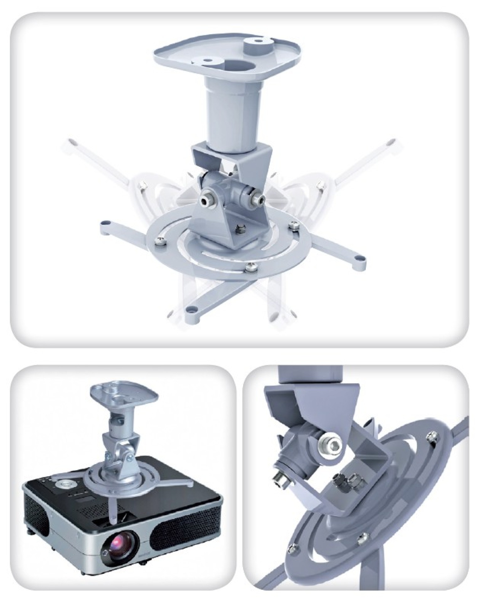 Universal-Deckenhalterung für Beamer, Weiß