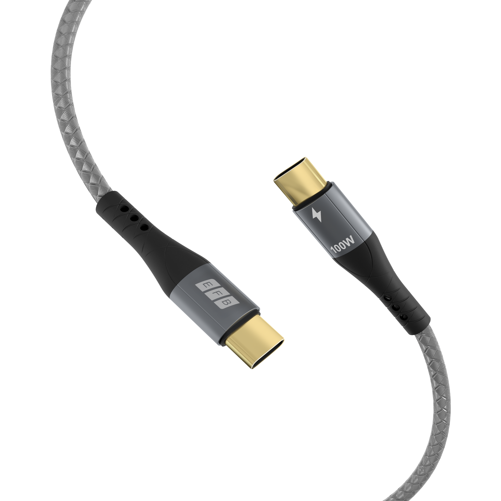 USB-C Kabel 100W PD 3.0 5A E-Marker Chip 3m grau Goldkontakte Textilmantel
