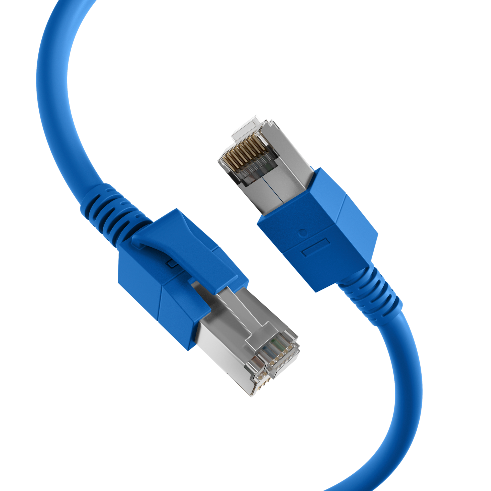 RJ45 Patch Cord Cat.6A S/FTP FRNC VC LED blau 1,5m
