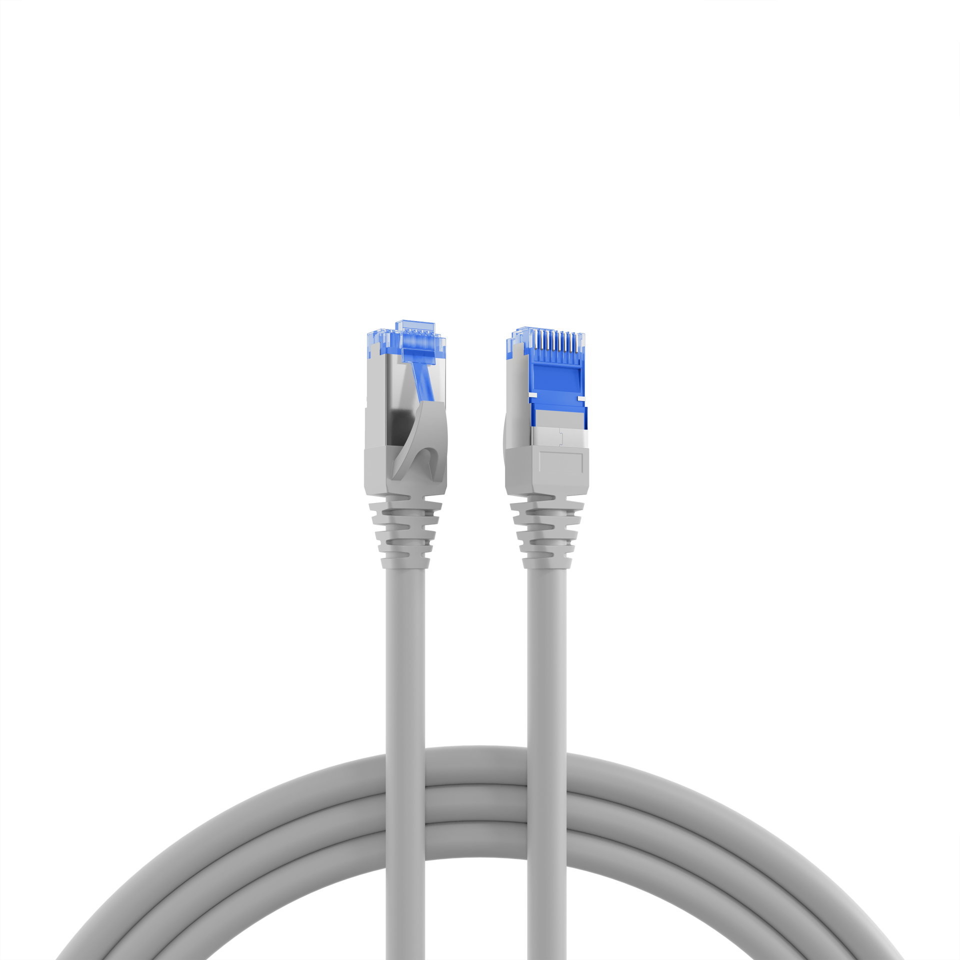 INFRALAN® RJ45 Patchkabel S/FTP, Cat.6A, TPE superflex, 1,5m, grau