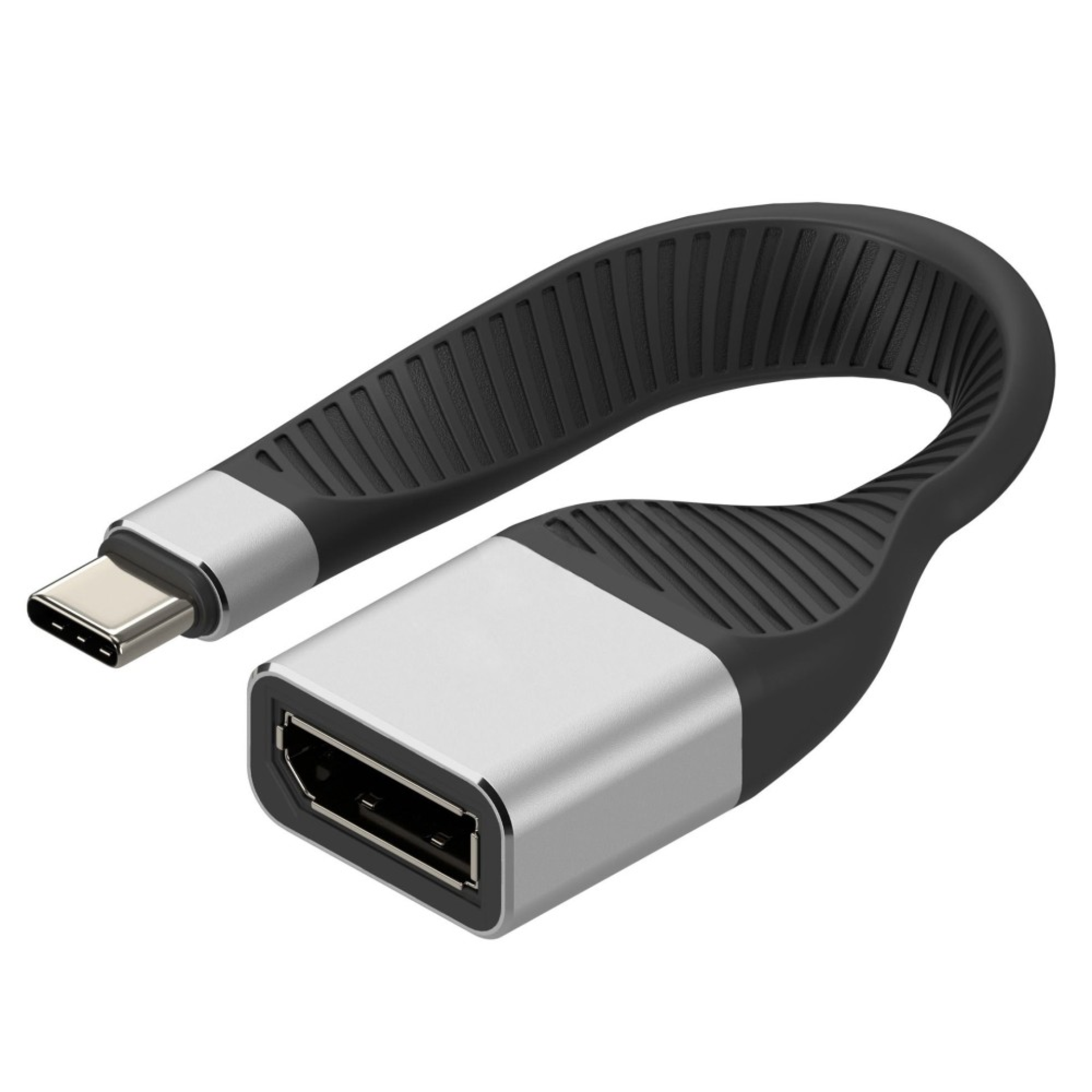 Techly USB-C Stecker zu Displayport Buchse,kurz, flaches FPC Kabel