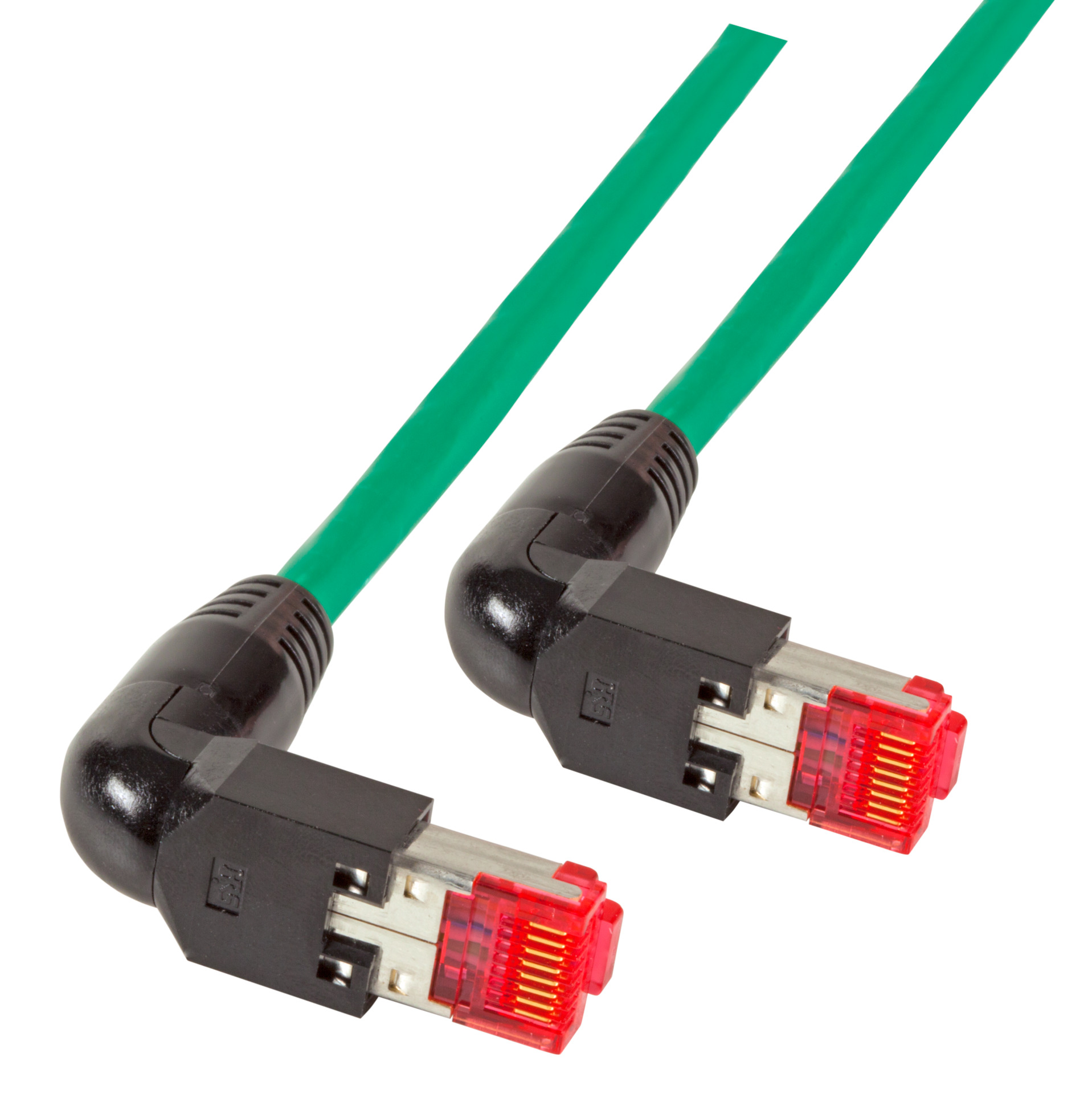RJ45 Patchkabel S/FTP, Cat.6A, 2x TM21 90°, UC900, 1m, grün