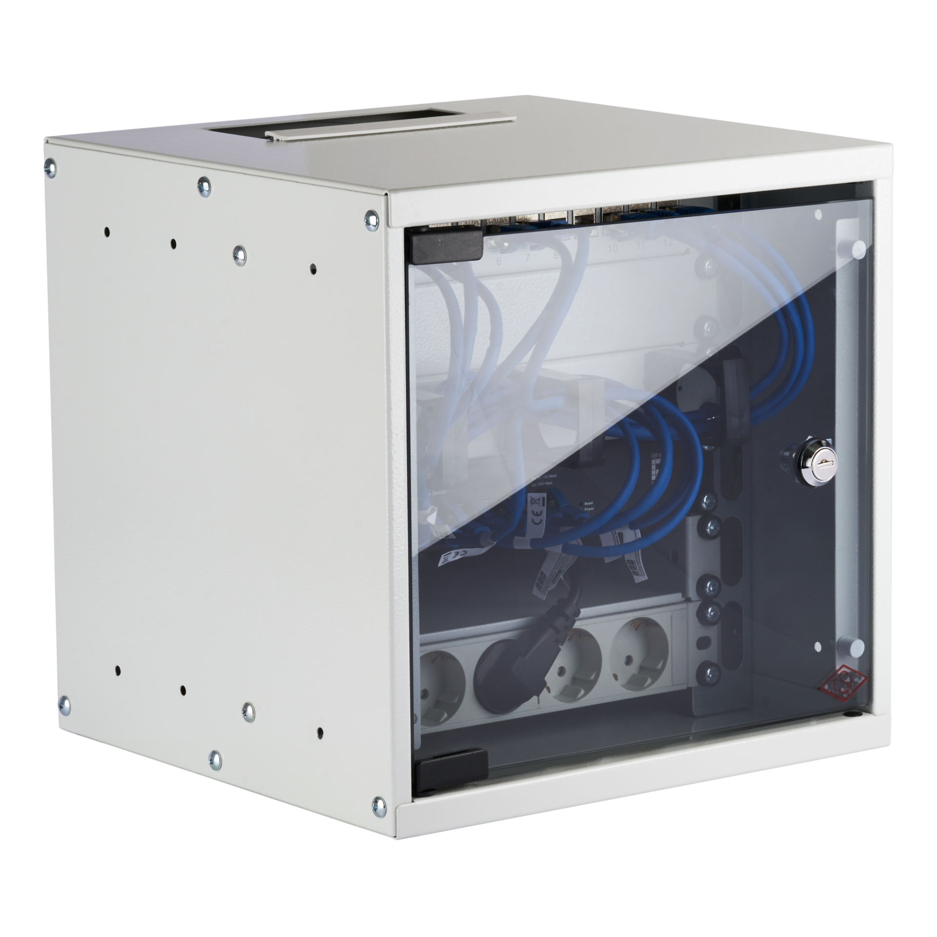 Set 10“ 6U wall housing grey RAL7035 including accessories for self-assembly