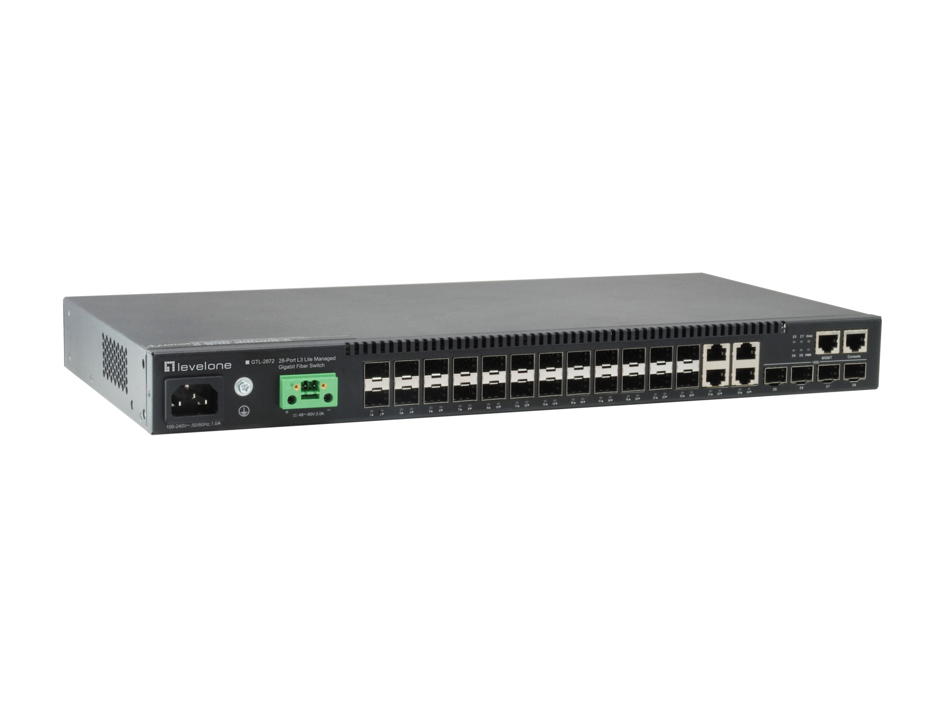 28-Port L3 Lite Managed Gigabit Fiber Switch, 4x 10 GE SFP+, 4x Gigabit SFP/RJ45