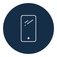 Icon eines Smartphones auf dunkelblauem Hintergrund – Symbol für mobile Endgeräte, Kommunikation und Smartphone-Zubehör Icon eines Smartphones auf dunkelblauem Hintergrund – Symbol für mobile Endgeräte, Kommunikation und Smartphone-Zubehör