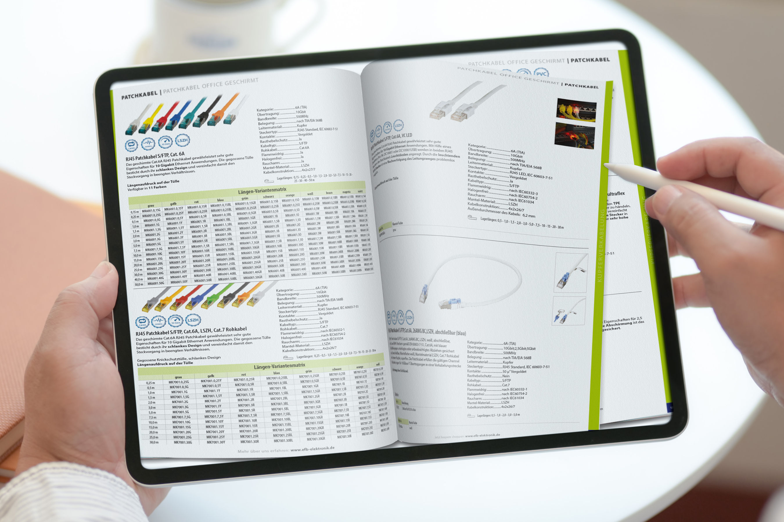 Blätterkatalog von EFB-Elektronik auf einem Tablet