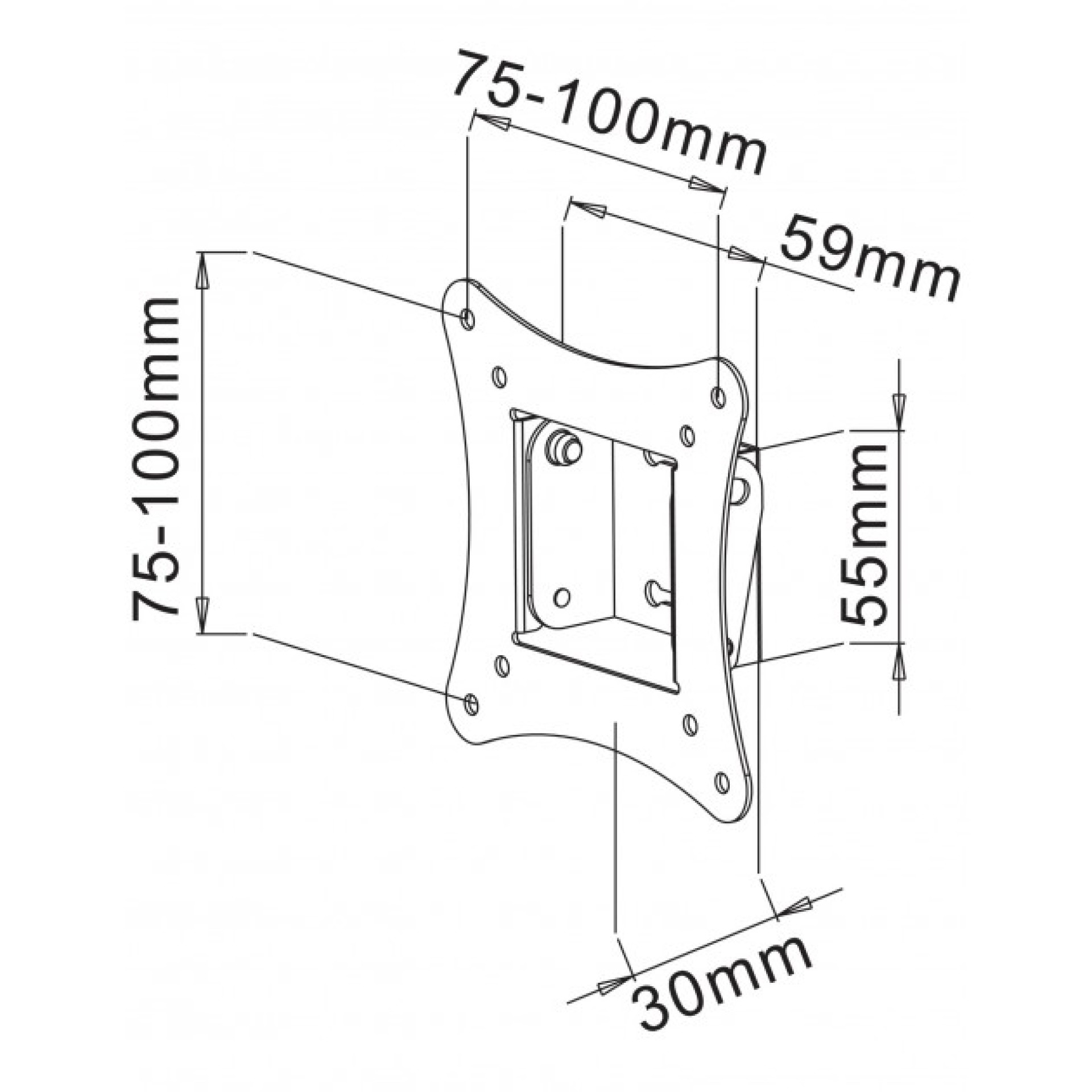 Wandhalterung für 1 LCD TV LED 13"-30", neigbar, schwarz